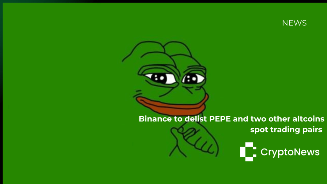 Binance to delist PEPE and two other altcoins spot trading pairs - Crypto-News.net