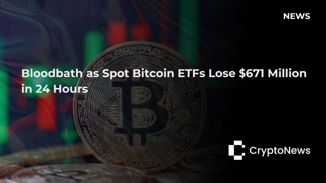 Bloodbath as Spot Bitcoin ETFs Lose $671 million in 24 hours