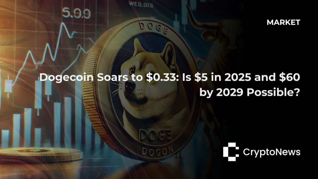 Dogecoin Soars to $0.33: Is $5 in 2025 and $60 by 2029 Possible?