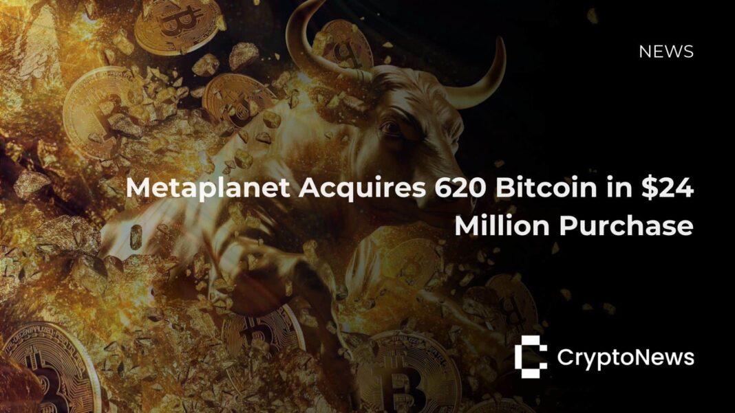 Metaplanet Acquires 620 Bitcoin in $24 Million Purchase - Crypto-News.net