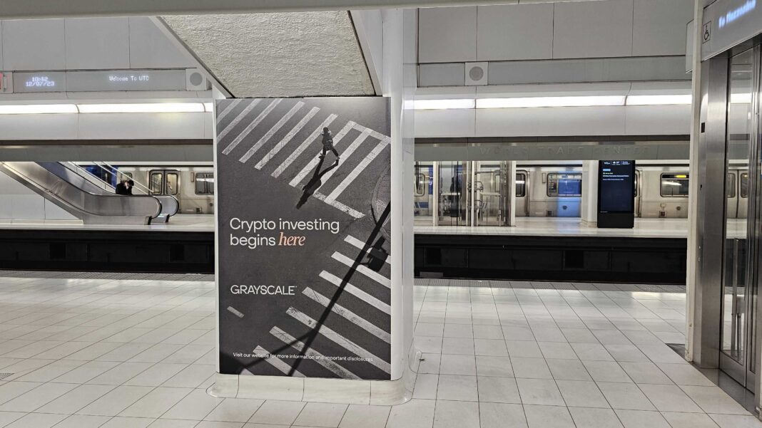 Grayscale ad in NYC (Nikhilesh De/CoinDesk)